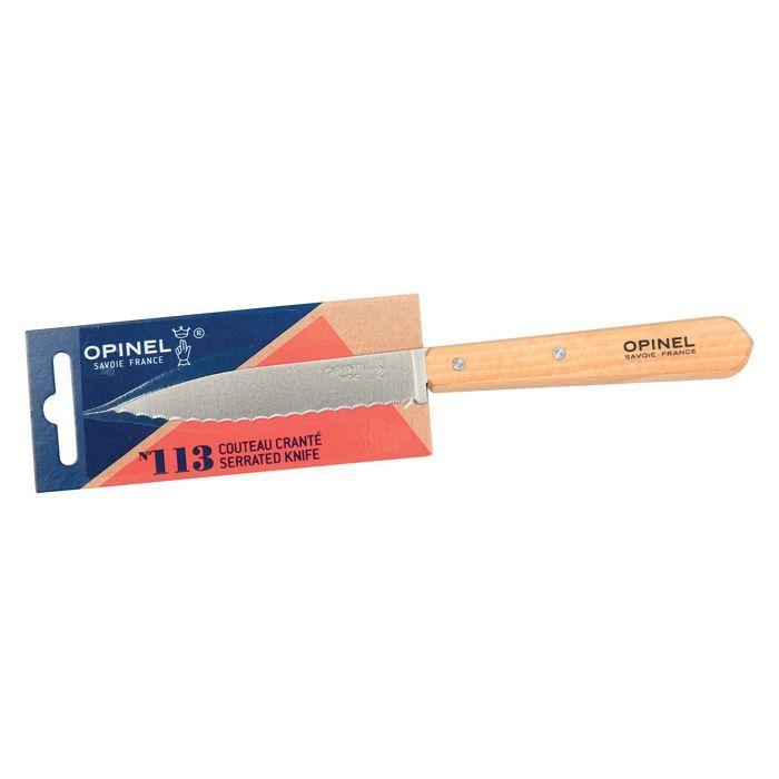 Couteau de cuisine - OPINEL - N 113 - Lame 10 cm - Acier inox - Manche en hêtre