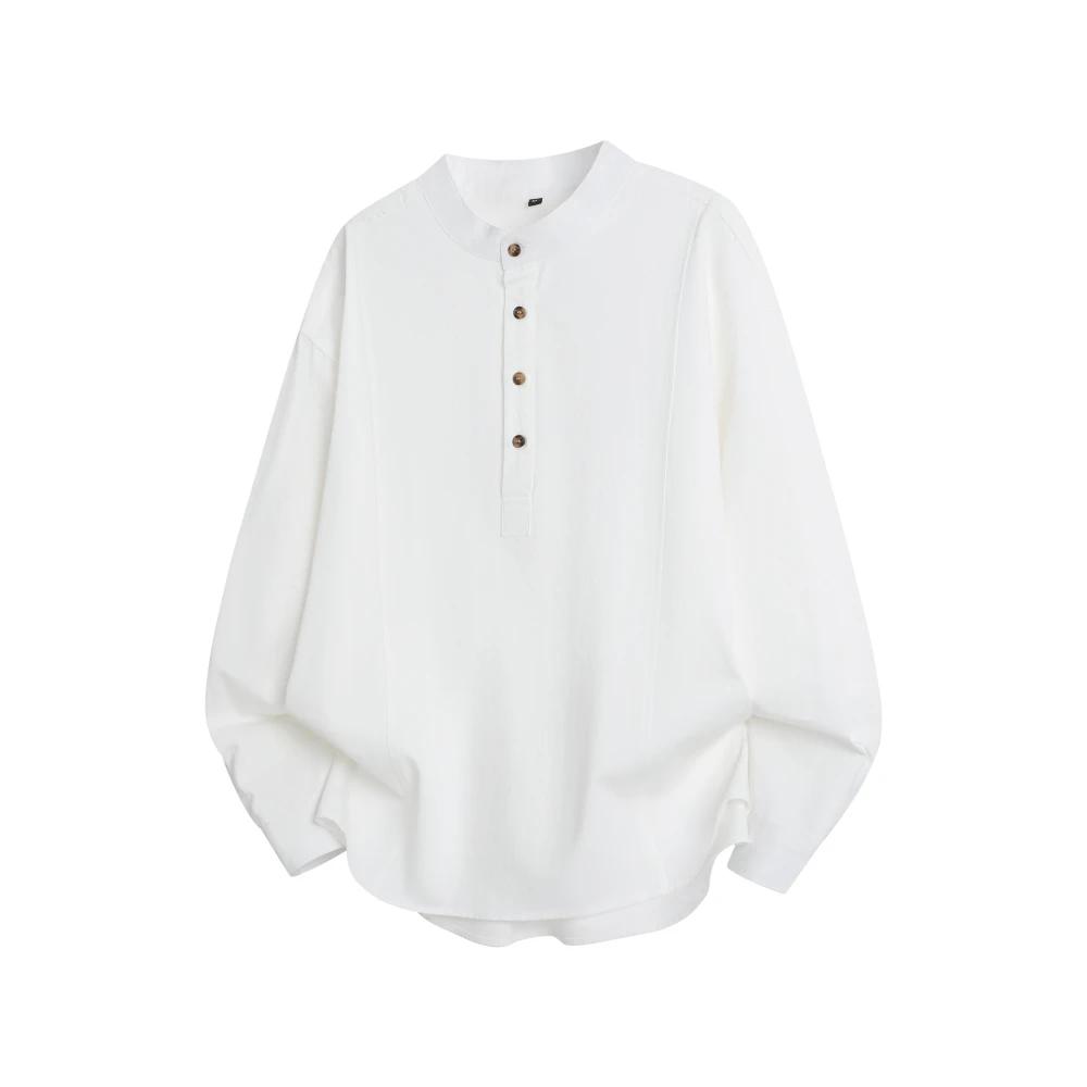 2026 Chinese Style Spring Men Fashion Shirt Men Casual Stand Collar Top Men Retro Cotton Shirts Male Korean Pullover Shirts