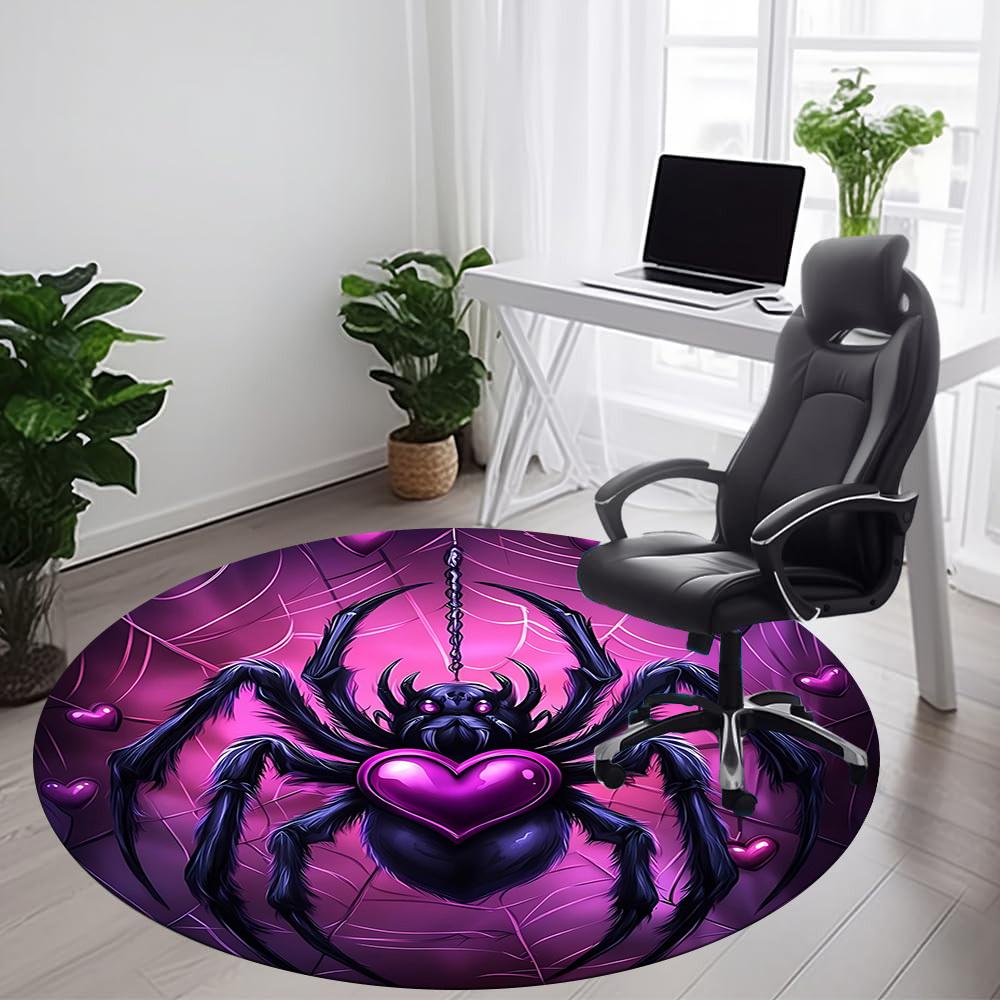 1PC Spider Web Office Round Area Rug, Mat Suitable For Office, Under Office Chairs Bedroom Living Room Home Decor, Room Deco