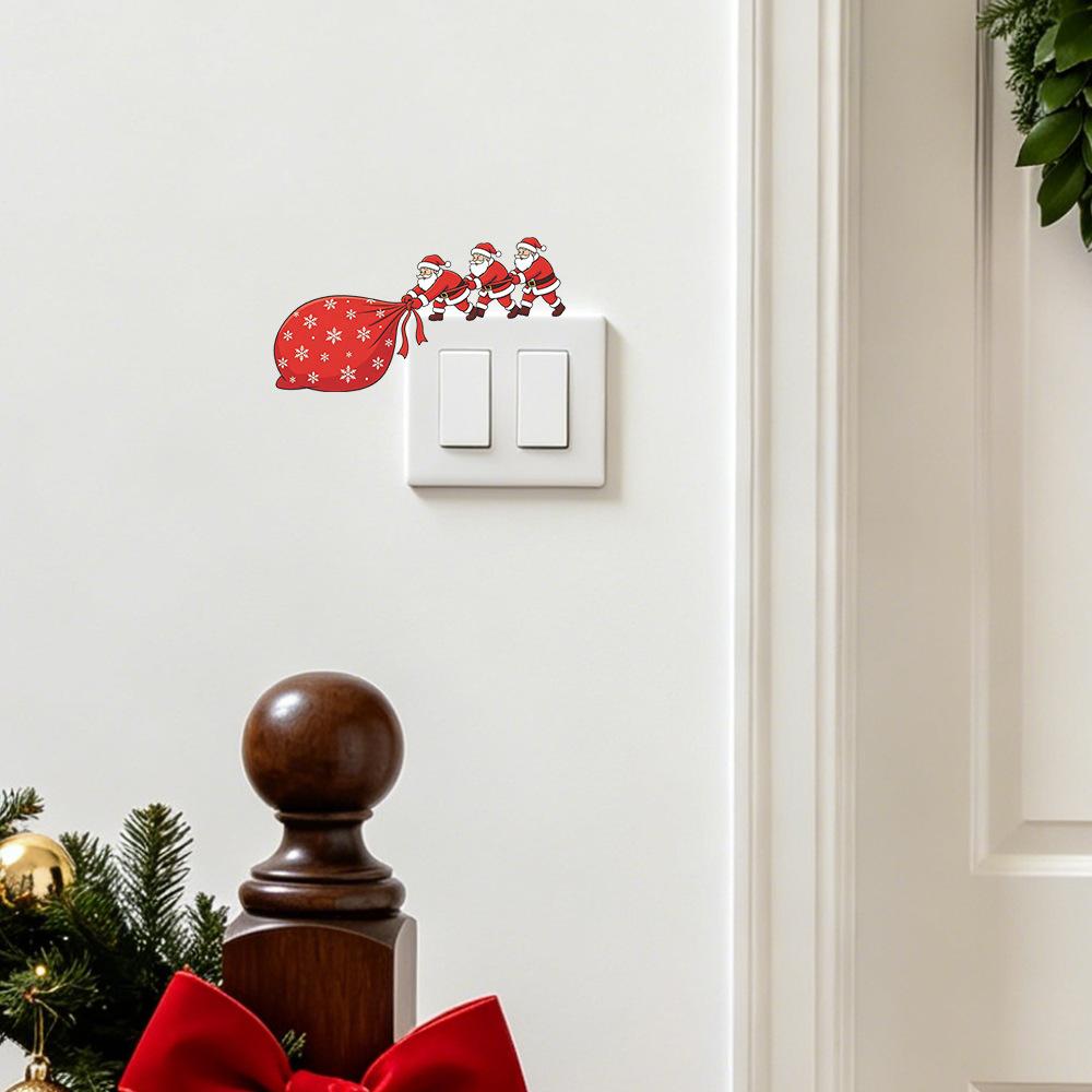 Cartoon Santa Gift Bag, Living Room Entrance, Home Wall Decoration, Beautification, Decorative Switch Sticker