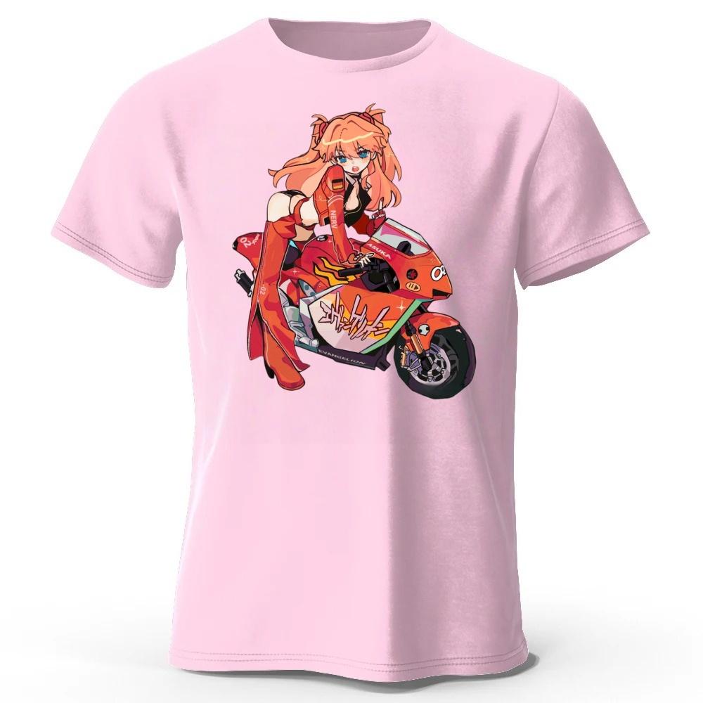 Fashionable Motorcycle Girl Printed Cotton Short Sleeves Summer Men's Soft Comfortable Oversized Loose Short Sleeves Top