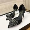 Ladies new luxury high heels pointed elegant pumps Hollow water drill single shoes ladies fashion comfortable sandals