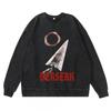 Schwergewicht 360g Gewaschener Vintage Berserk Anime Streetwear Baumwolle Pullover Hoodie Herren