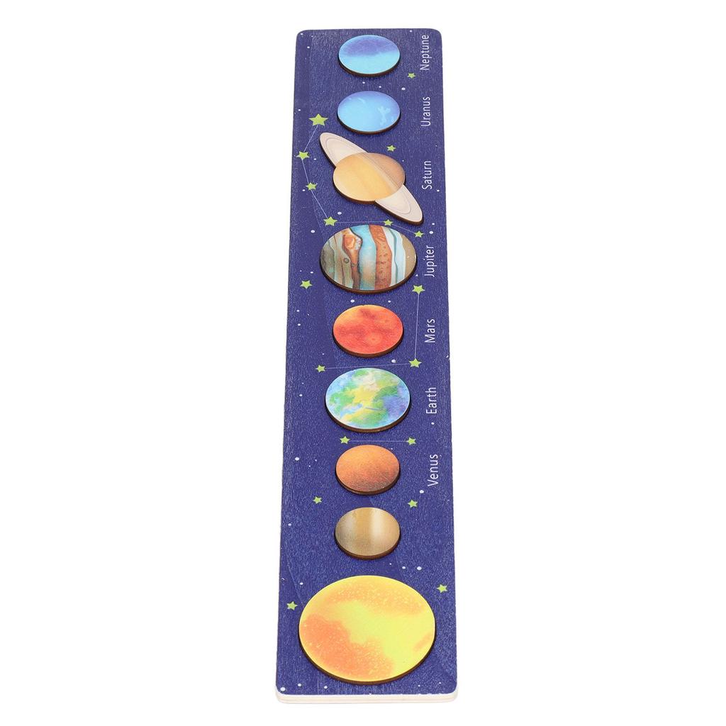 Solar System Model Board Long Blue Background Science Educational Wooden Solar System Puzzle Toy