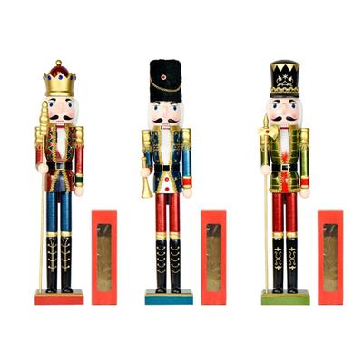 Carved Wood Nutcrackers Statue 55CM Shimmering Fronts Seasonal Tabletop Decoration Centerpieces