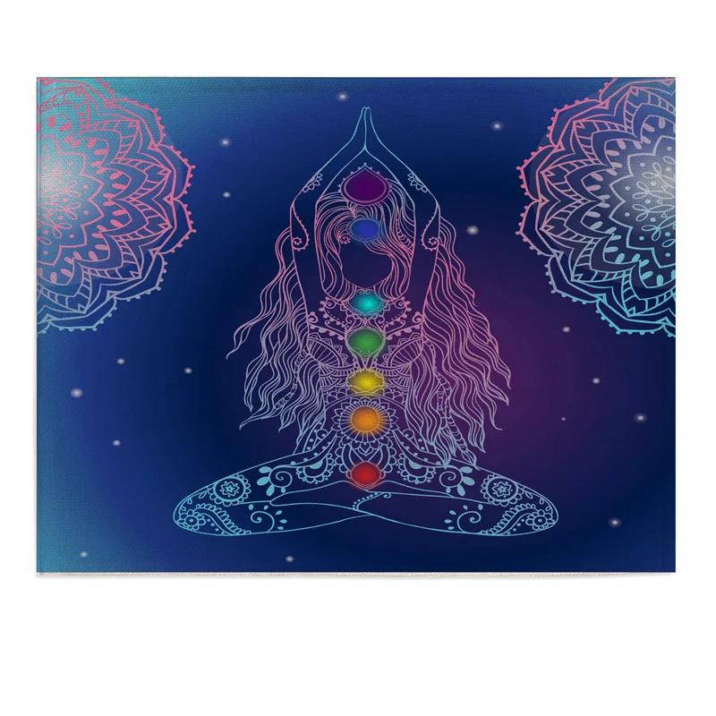 

Meditation Theme Seven Chakra Place Mat Bohemian Linen Placemat Home Decor Coaster Cup Pad Kitchen Dining Table Mats 2pcs 30x45cm