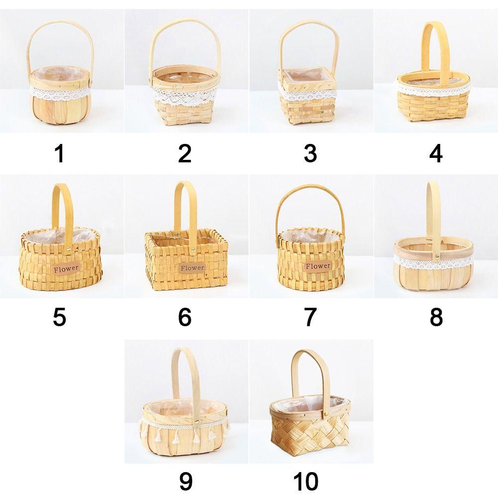 Mini Miniature Dollhouse Basket Fashion DIY Hand Woven Basket Handmade Paper Vine Handheld Flower Basket