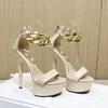 Damen-Sandalen mit dem Wort „New Summer Fashion Chain Net Red Sexy High Heels Stilettos 13 cm Heel 3 cm Platfrom LFD