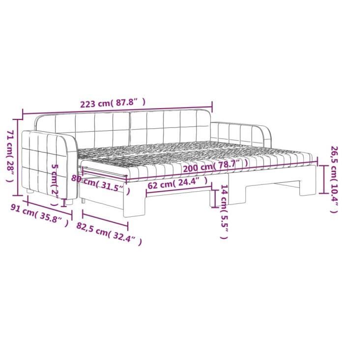 VidaXL Daybed with Trundle Bed and Mattress Blue 80x200 Cm Velvet 3196945