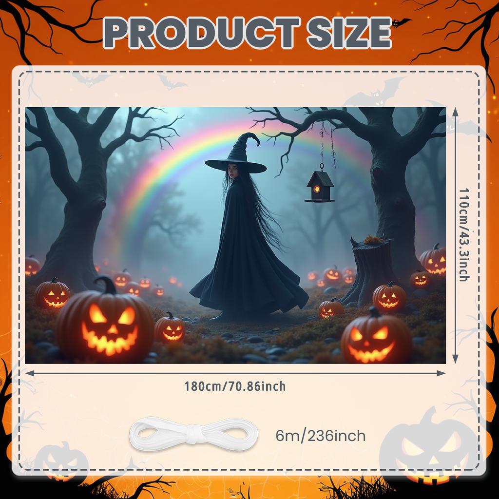 Halloween Decor Spooky Setting Fantasy Scene Spooky Decoration Outdoor Scene Witch Banner For Night Event Photo Background