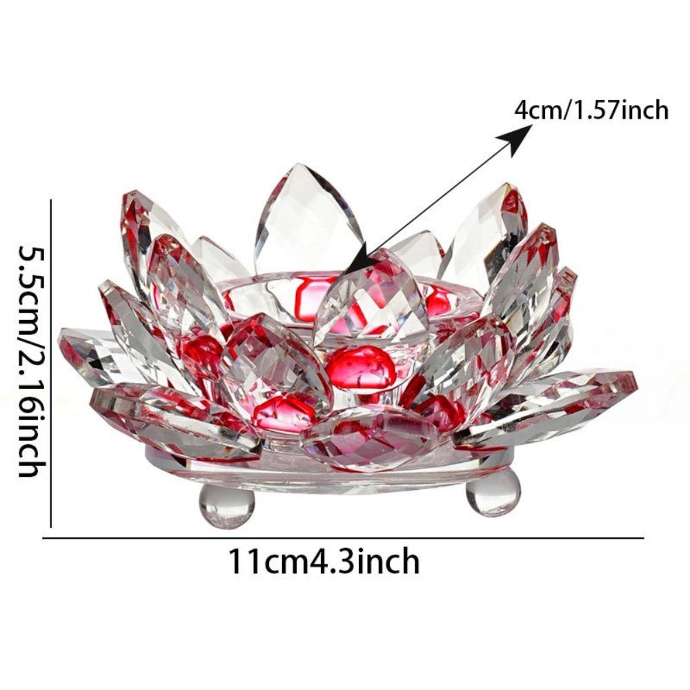 New Lotus Candle Holder Crystal Clear Figurines Tealight Candlestick Home Ornament Glass Everlasting Lamp Base Party Decor