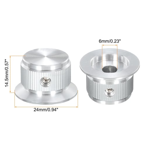 uxcell Potentiometer Knob, Aluminum Guitar Control Knob, 1 Shaft with Wrench, for Guitar, Bass, Audio, Power Amplifier, Volume Control, 24mm Diameter,
