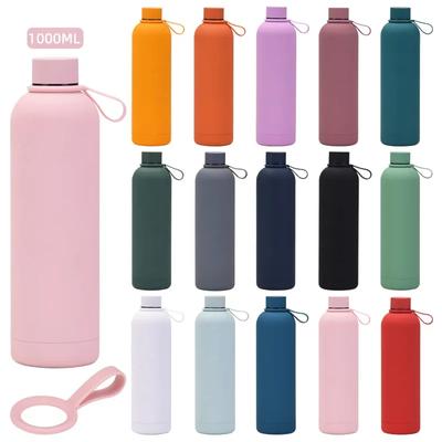 1L Large Capacity THERMOS CUP With Rope Lifting,Stainless Steel Vacuum Flasks,Small Mouth Drinkware ,Water Bottle For Car Sports