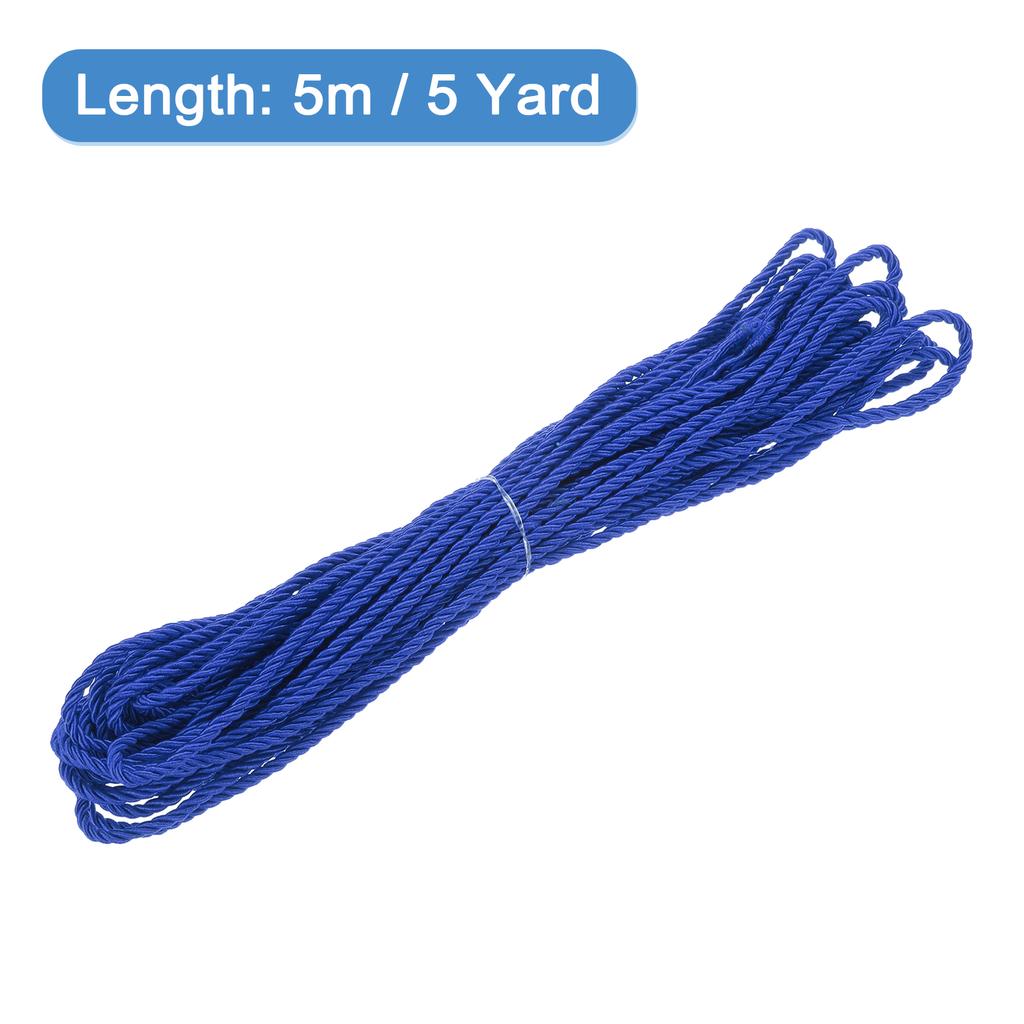 Uxcell Twisted Cord Trim 5 Yard 3mm 3-Ply Twine Braided Rope Shiny Thread String for Craft Gift Bag Curtain Christmas Decor