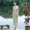 Green new Chinese jacquard cheongsam 1011 new improved young simple and elegant retro daily dress women's spring and summer