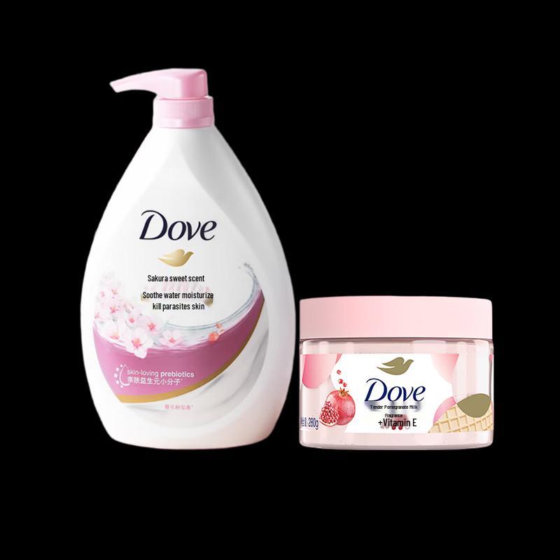 Dove Cherry Blossom Shower Gel & Pomegranate Scrub Set