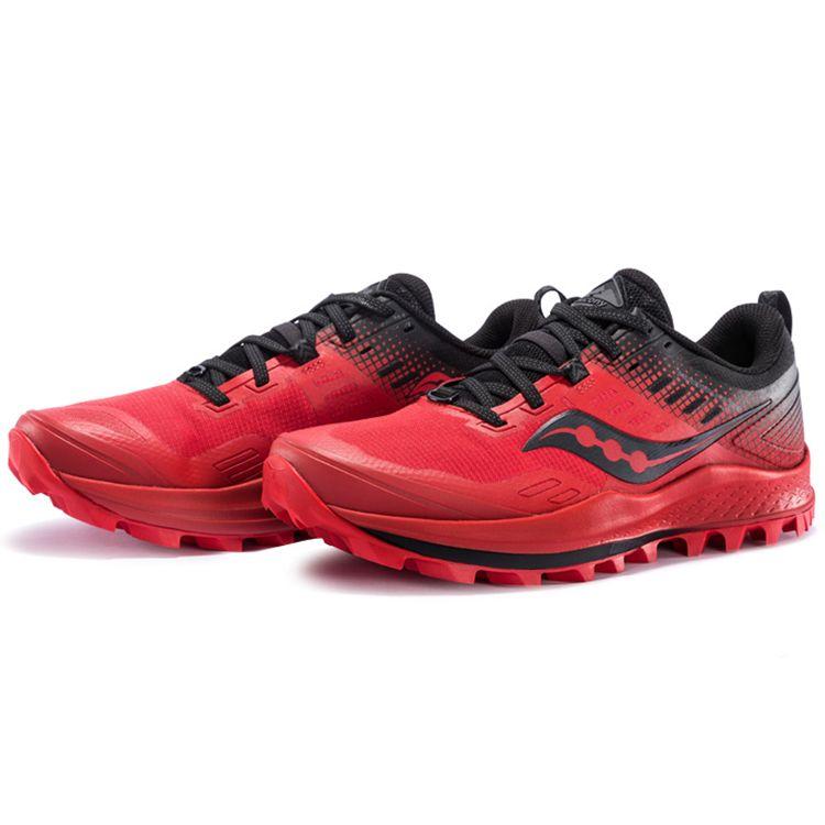 SAUCONY Peregrine 10 ST Comfortable Shock Absorbing Slip Resistant Durable Lightweight Low Top Training Running Shoes Men Sneaker Red Black S20568-20