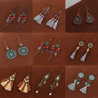 Europe, America, Bohemian Ethnic Style, Fringed Earrings, Xinjiang Exotic Style Earrings, Street Photography, Vacation Travel Photography Jewelry