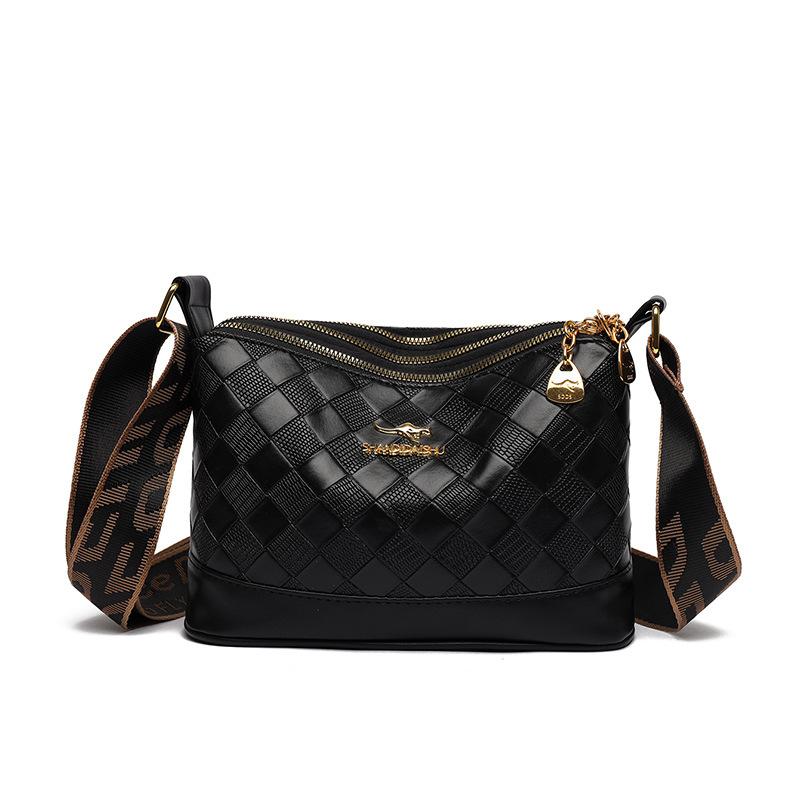 Fashionable Diamond Grid Soft Leather Crossbody Bag, Women's New Style Retro Simple Multi-layer Large Capacity Shoulder Bag, Mother Bag