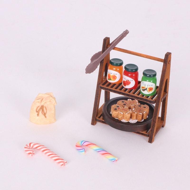 Realistic Dollhouses Candy Display Shelf Pastries Resin Structure Compatible With Miniature Furniture