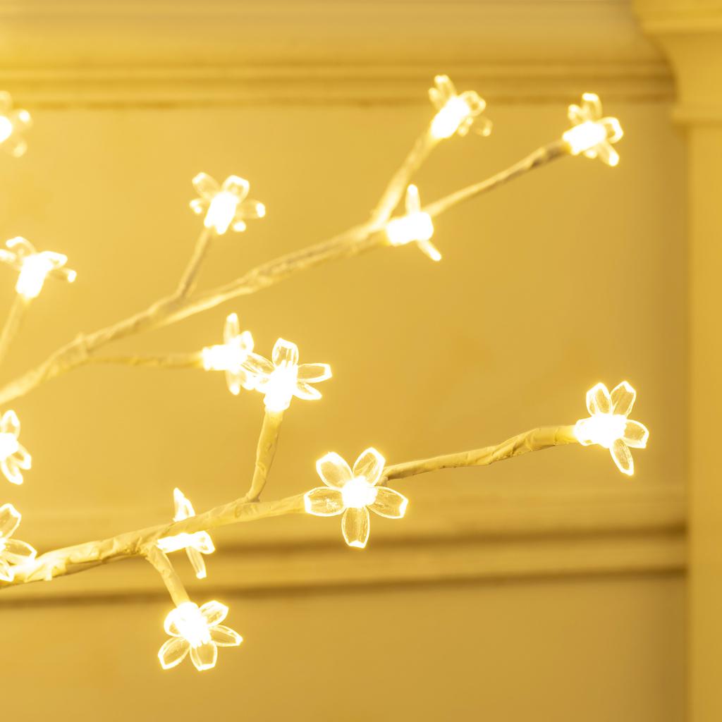 Artificial Cherry Tree with 120 LED Lights, Adjustable Brightness, Indoor Decoration, 21x21x150 cm, White