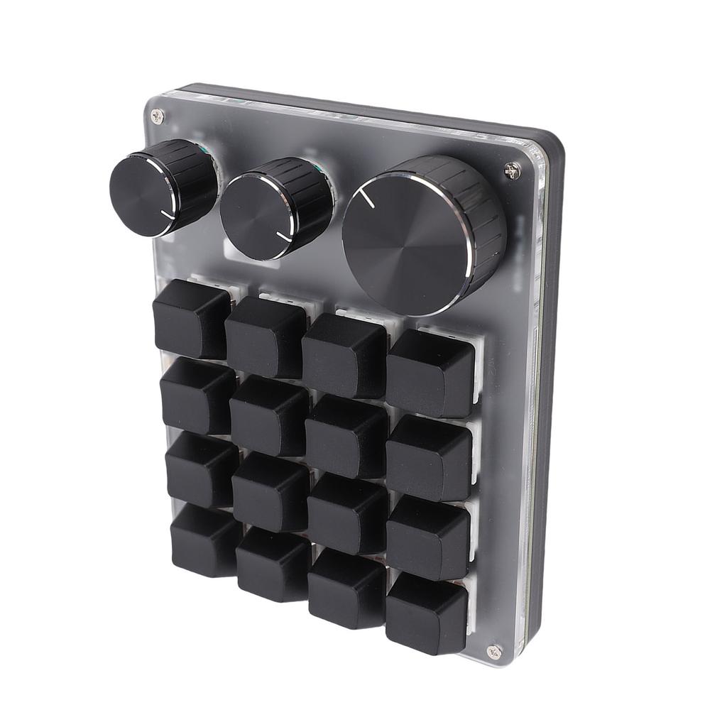 Tastatur 16 Tasten 3 Drehregler 2,4G Kabelgebunden 3 Modi Rot Mechanisches Tastaturfeld Anpassen