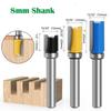 8mm Shank Bearing-Guided Straight Router Bit - Double Flute Flush Trim & Slotting Cutter for Woodworking
