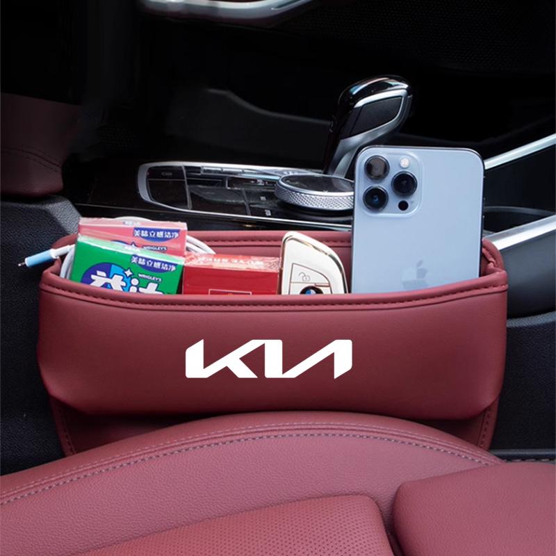 2026 Hot Car Sticker Car Seat Gap Organizer PU Leather Console Side Pocket Seat Crevice Storage Box For Kia Rio 3 4 K2 K3 X-Line