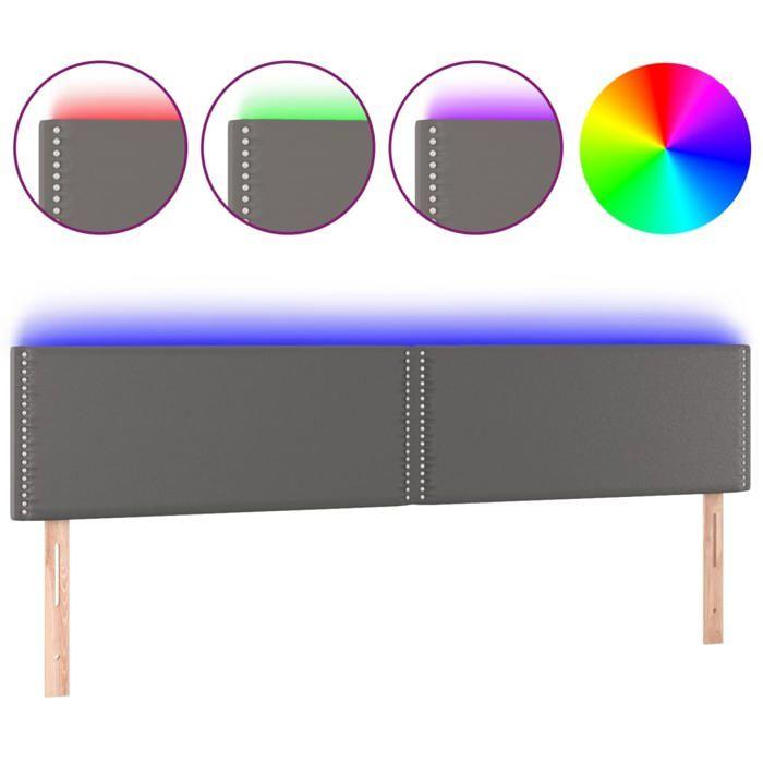 VidaXL Tête de Lit à LED Meuble de Chambre à Coucher Accessoire de Lit Double Tête de Cadre de Lit Intérieur Gris 3121584