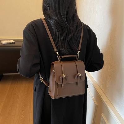 British Retro Backpack Women's New Autumn and Winter Student Backpack Multi-functional Schoolbag Handbag