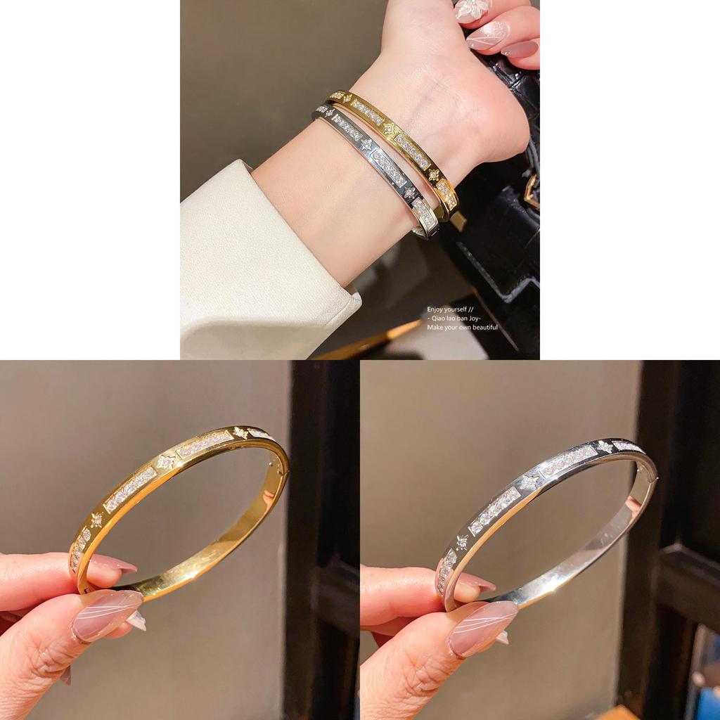 Edelstahl Zirkon Stern Armreif Mit Elegantem Design Für Modische Frauen