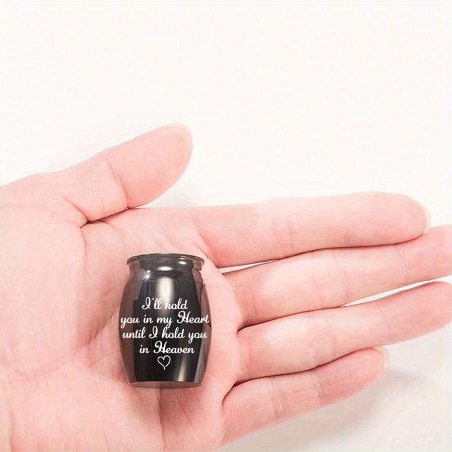 Small Keepsake Urns For Human Pet Ashes 1.57 Inch Mini Cremation Urns For Ashes Aluminum Alloy Memorial Ashes Holder-I'll Hold You In My Heart Until