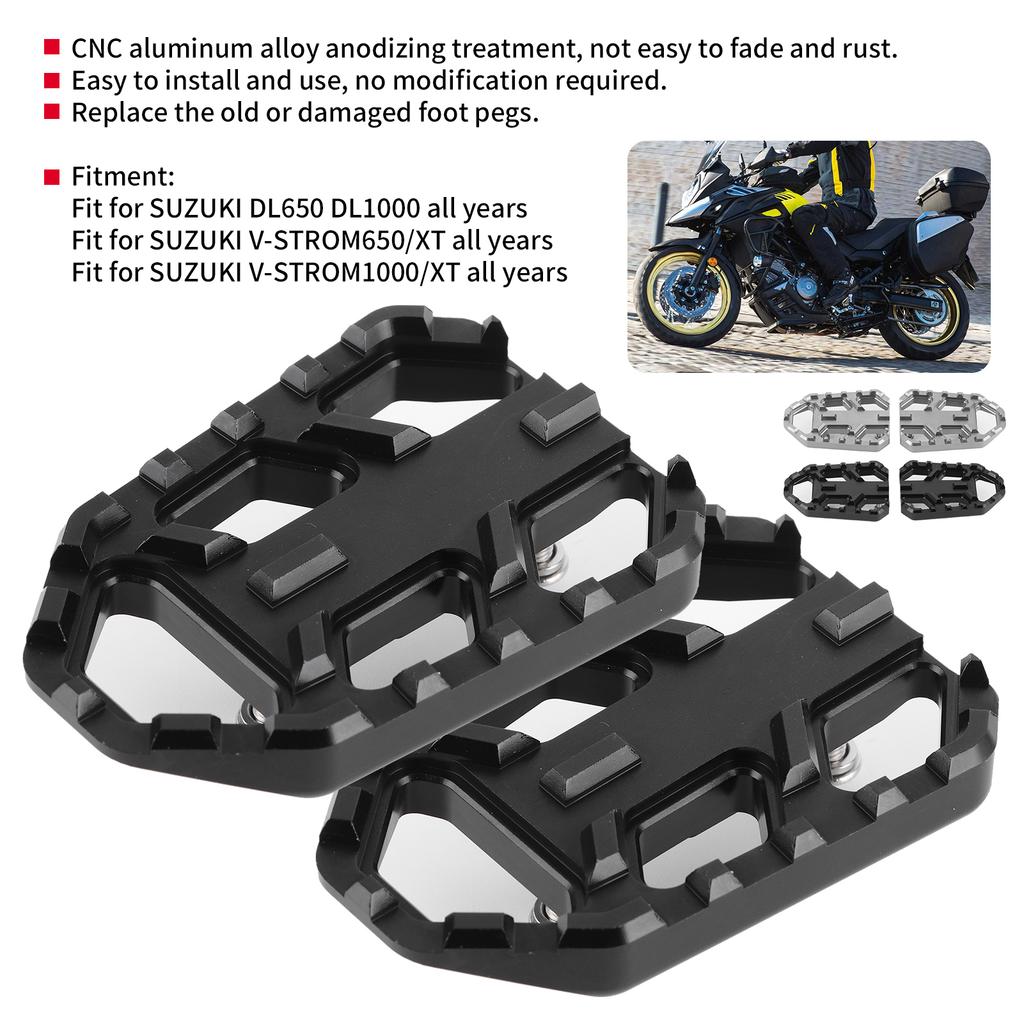 1 Pair Motorcycle Wide Footrest Aluminum Alloy Foot Pedals Fit For Suzuki DL650 DL1000 VSTROM 650XT 1000XT