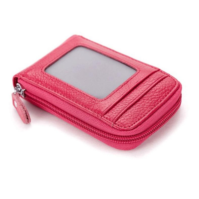 Fashion Multi-card Position Zipper Vertical Organ Card Case Leather Change Clutch