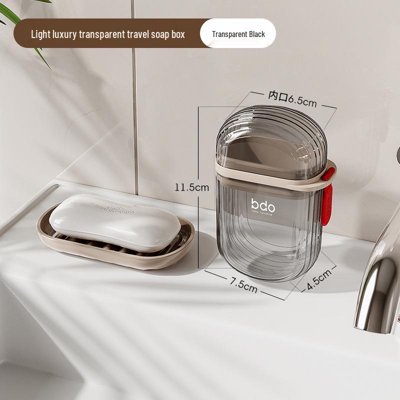 Portable Mini Soap Box with Sealed Lid and Drain - Transparent, Lightweight, High-End Design