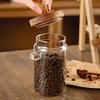 Food Storage Container Glass Jar with Wooden Lid & Scoop Grain Spice Coffee Bean