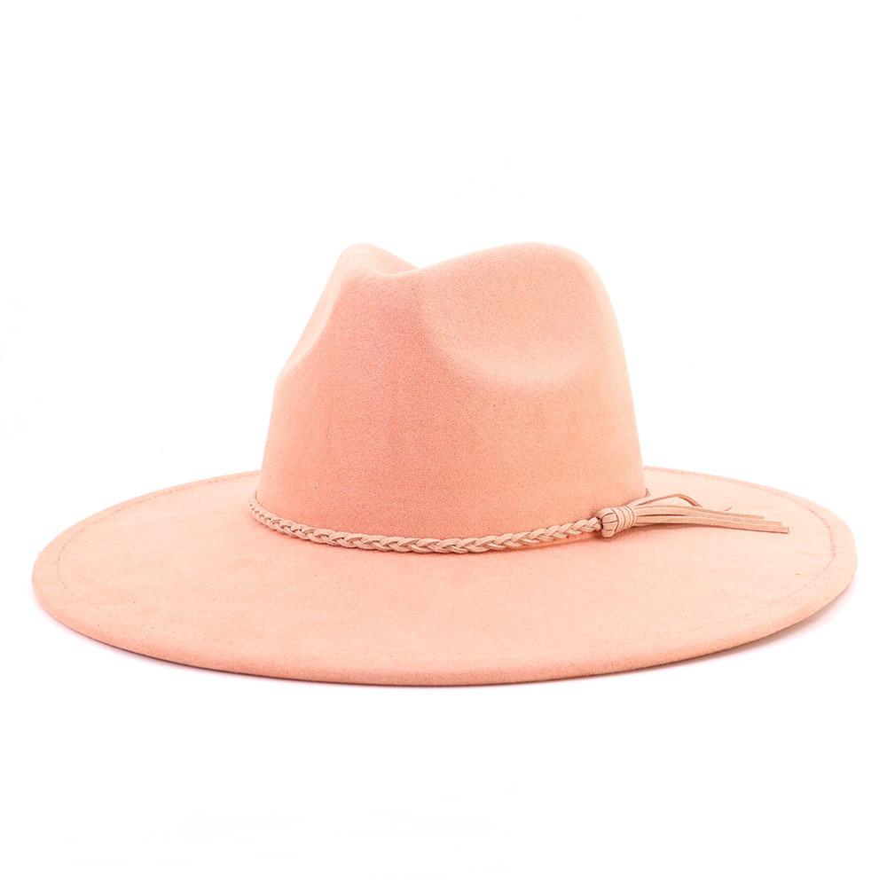 Unisex Suède Vilt Fedora Hoed Brede Rand Platte Rand Elegante Klassieke Herenhoed M 56-58cm beige