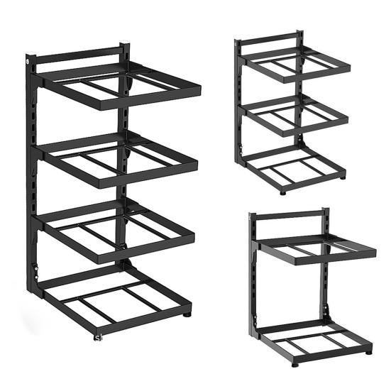 Yousheng Kitchen Storage Shelf Pot Organizer with Guardrail Strong Load-bearing Rustproof Corrosion Resistant Pot Stand Multi-layer Shelf