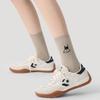 Renaissance Women's College Style Mid-Calf Socks, Solid Color with Panda Embroidery, Thin and Breathable for Spring and Autumn