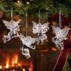 Christmas Angel Ornaments 4Pcs Winged Hanging Ornaments, Clear Figurines, Indoor Holiday Accents Tree Decor, Seasonal Home Party Supplies Transparent