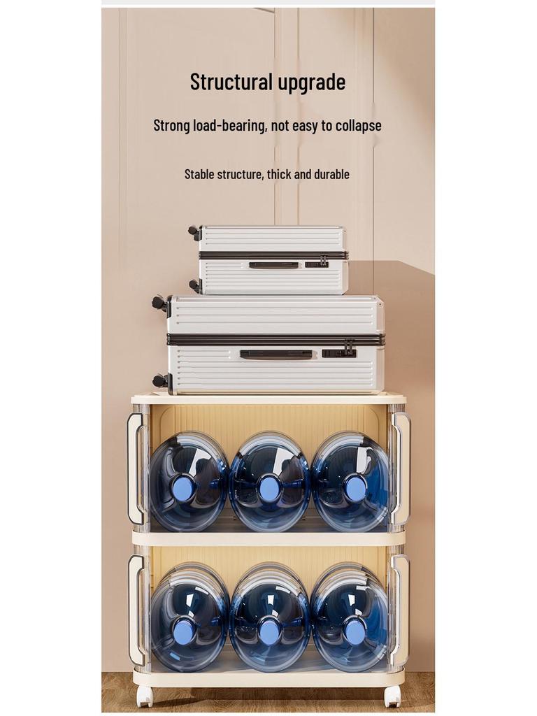 Foldable Sliding Door Cabinet with Wheels - Multi-layer Organizer for Baby Wardrobe or Snack Storage