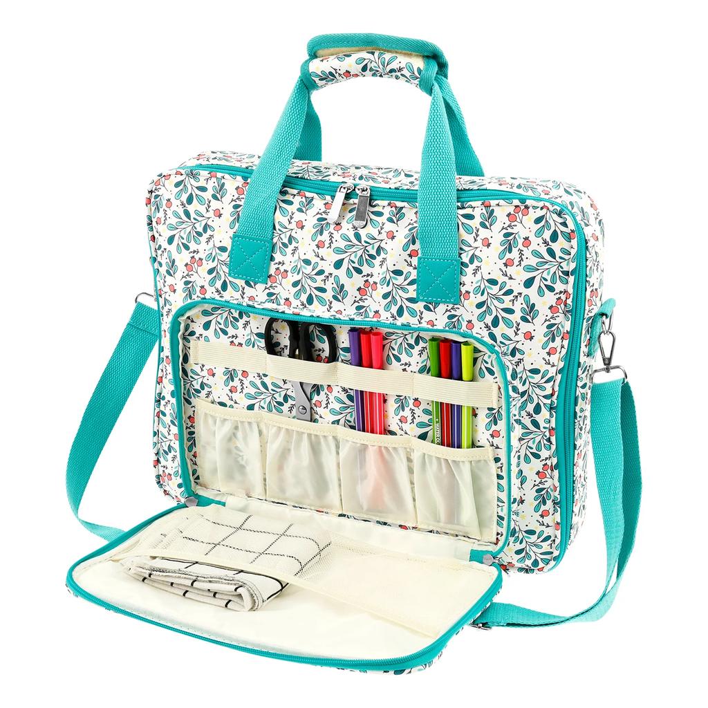 Portable Embroidery Organizer Bag with Multi Pocket Oxford Cloth Embroidery Project Bag for 11.2" Hoop Embroidery Supplies Bag