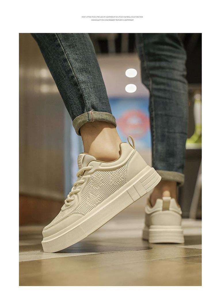 Men's Versatile Lightweight White Casual Sneakers - Spring 2025 Fashion Collection