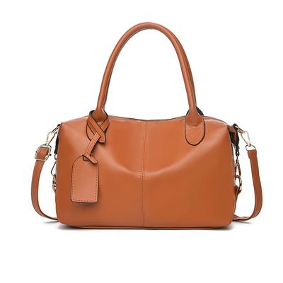 Boston Bag for Large Multiple Detachable Stylish Solid PU Brown NICOLE&DORIS 2-Way Women, Handbag/Shoulder Bag, Popular, Double-Layer Design,