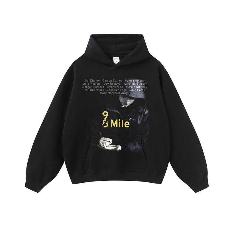 Mens Oversized Streetwear Hoodie With Direct Print Graphic Cotton Sweatshirt Loose Fit Washed Effect 420g