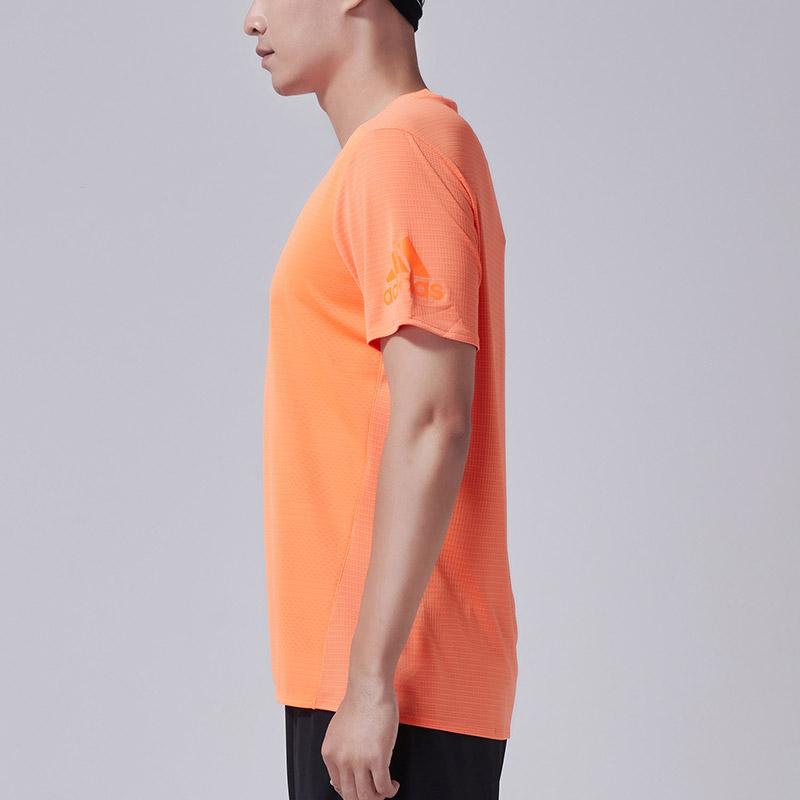 Adidas Solid Color Quick-Drying Sports Casual Short Sleeve T-Shirt Men Tops Orange CW4057