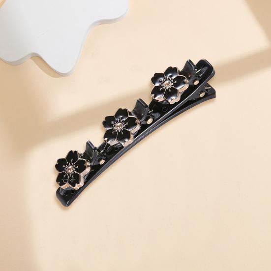 Sponka do vlasů Splétané vlasy Dvouvrstvá spona do vlasů Tvar květu Bang Sponka do vlasů Protiskluzové Zuby Jiskřivý lesk Doplněk do vlasů