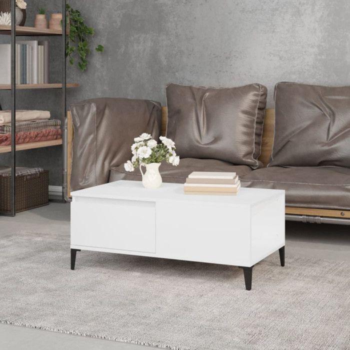 VidaXL Table basse Blanc 90x50x36,5 cm Bois d'ingénierie 821116