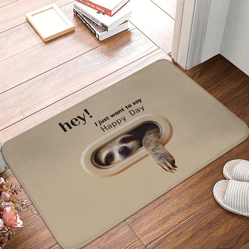 Hey I Just Want to Say Happy Day Crocodile Pattren Front Door Mat Anti-Slip Indoor Doormat Garden Garage Entrance Rug Carpet