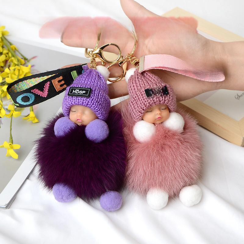 Doll Plush Sleep Ball Key Chain Bag Pendant Cute Decoration Ornament Toy Gift